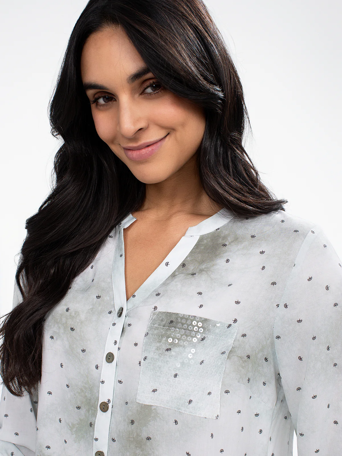 Blouse ample à manches 3/4 avec boutons - Image 6