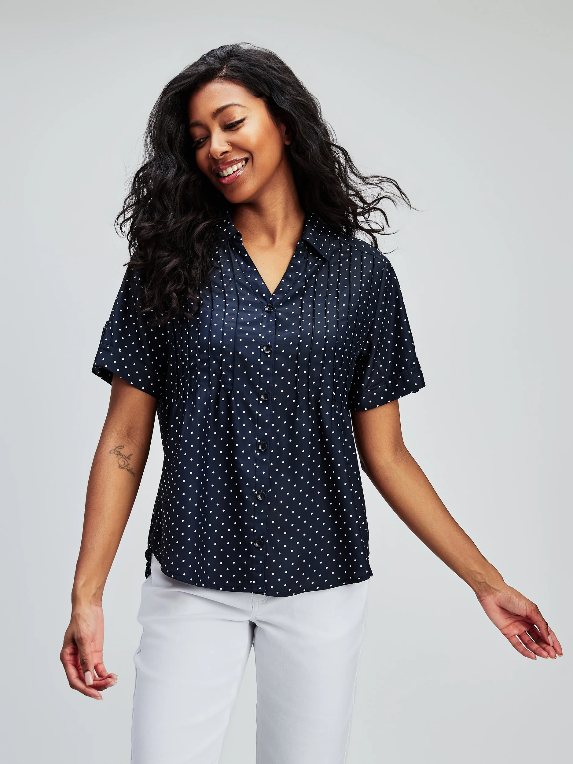 Blouse ample à manches courtes avec boutons - Image 5