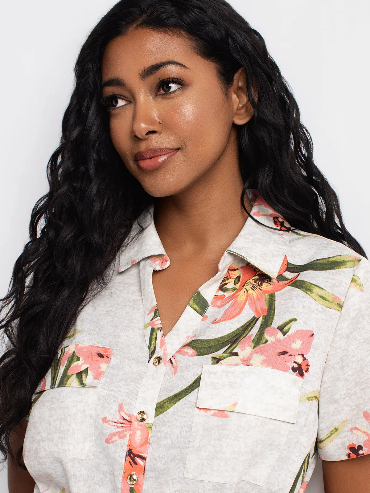 Blouse ample à manches courtes avec boutons - Image 2