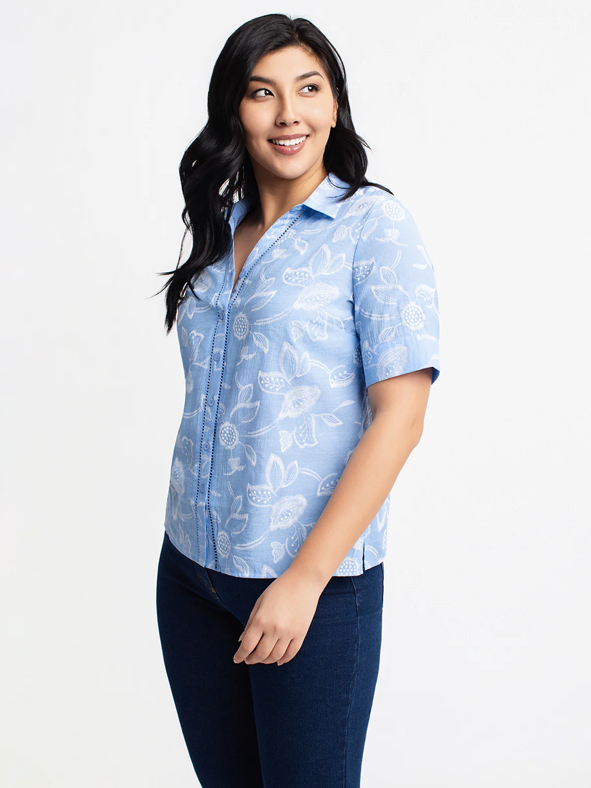 Blouse ample à manches courtes avec boutons - Image 5