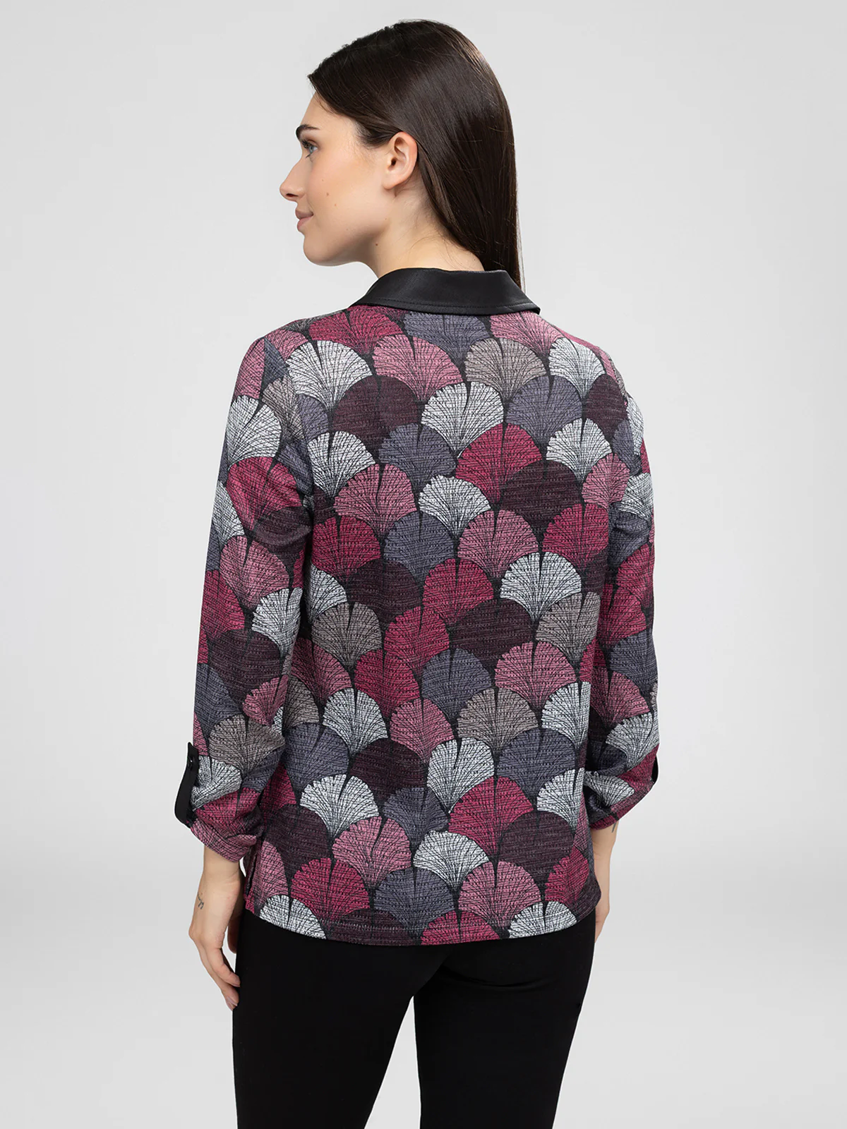 Blouse longueur tunique à manches longues avec boutons - Image 3