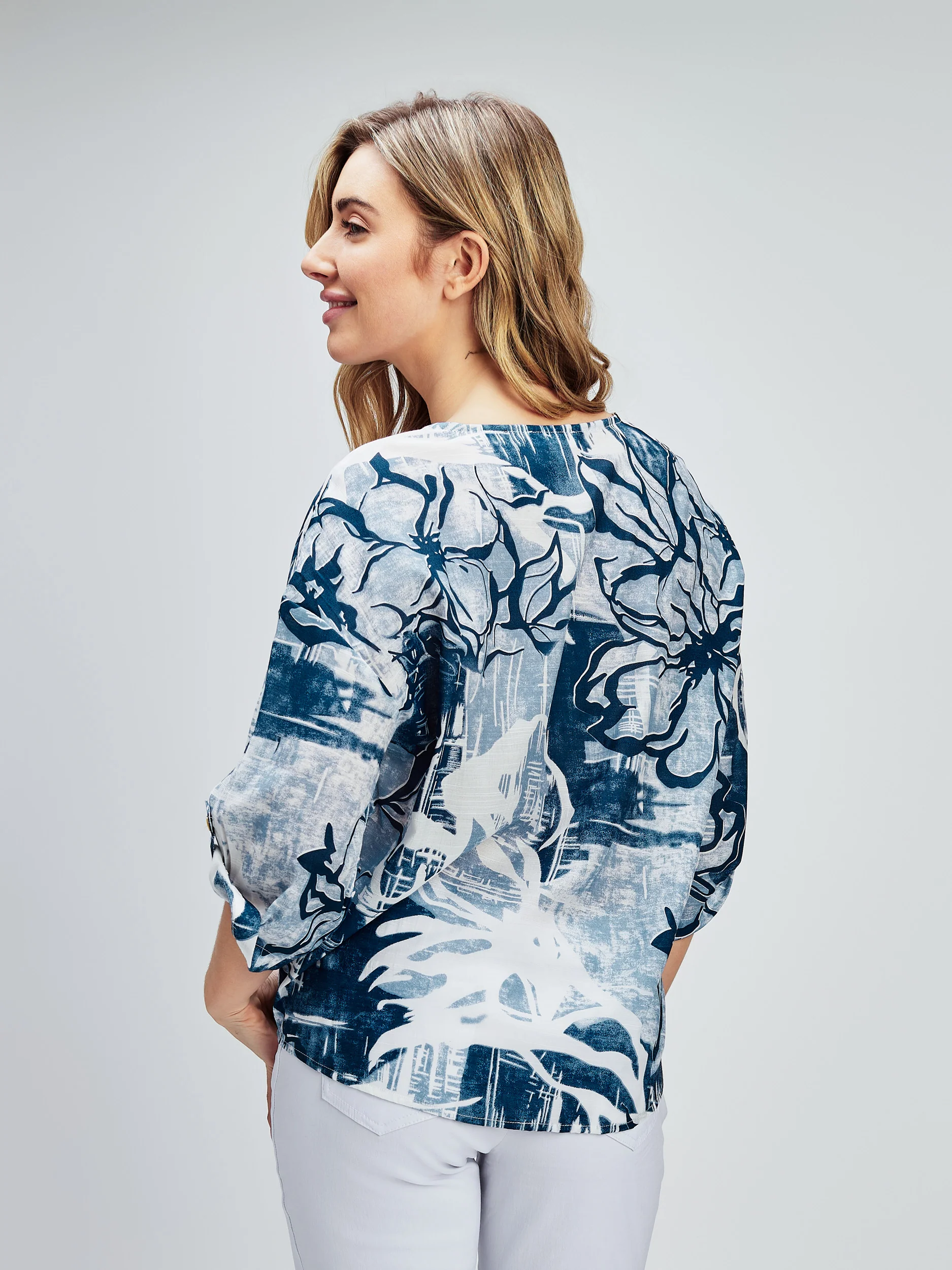 Blouse longueur tunique ample à manches 3/4 - Image 3