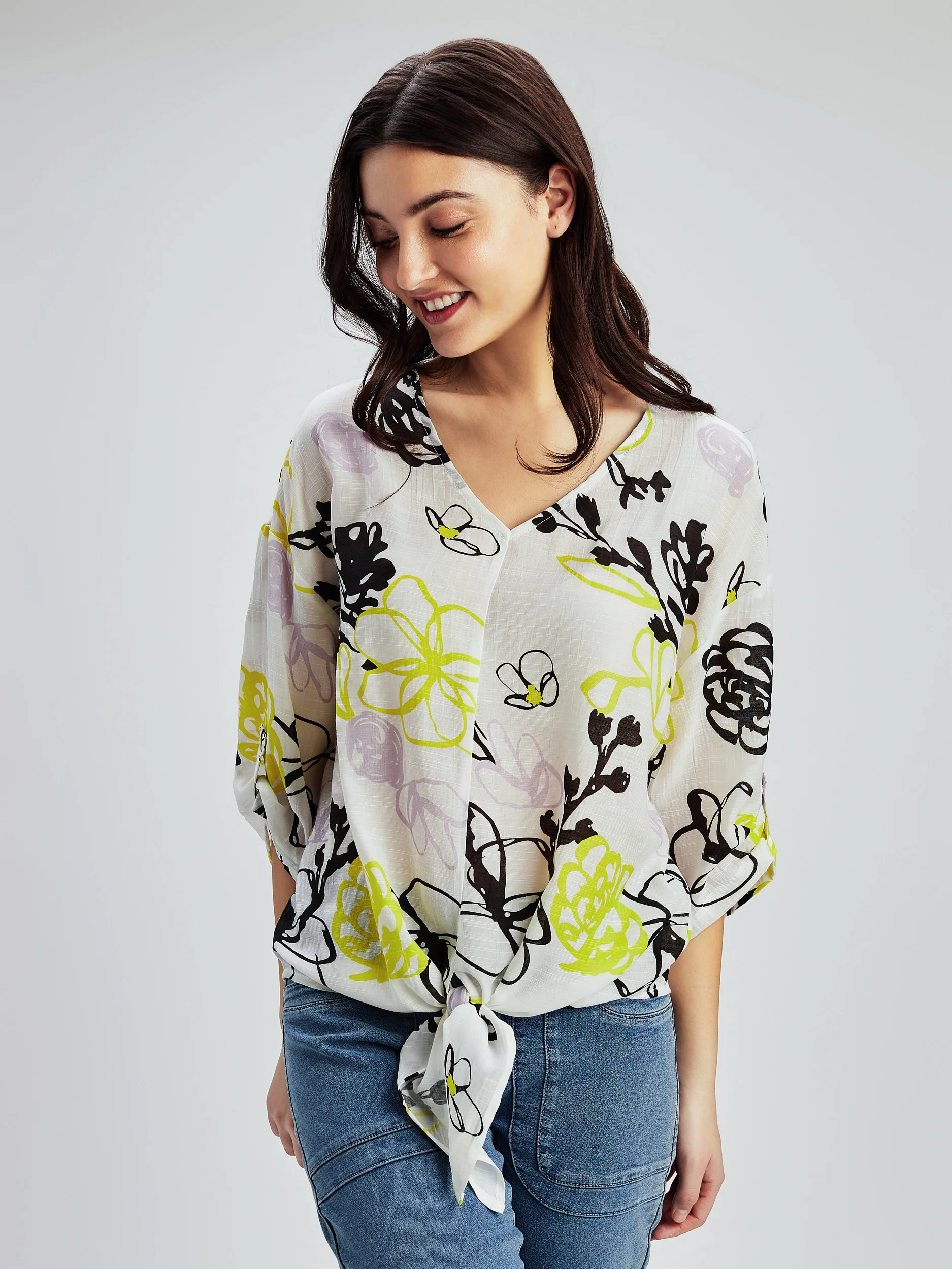 Blouse longueur tunique ample à manches 3/4 - Image 6