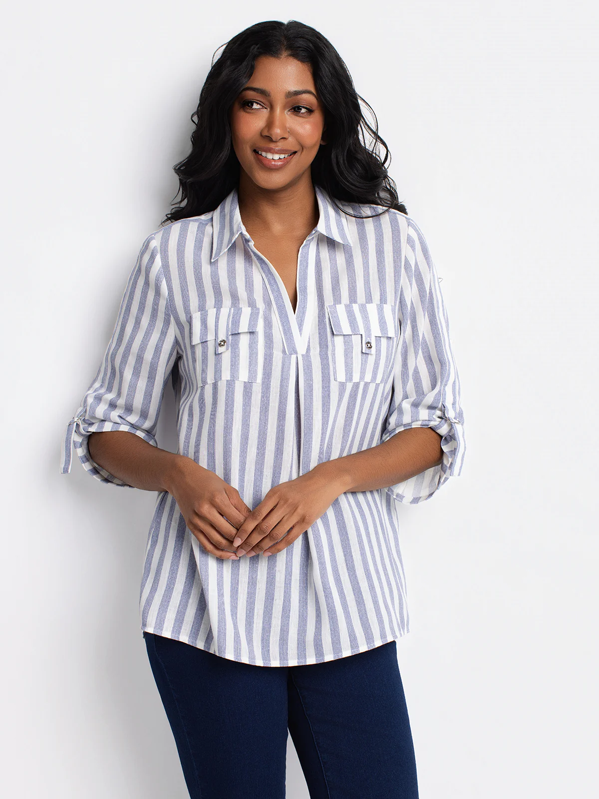 Blouse longueur tunique ample à manches 3/4 - Image 5