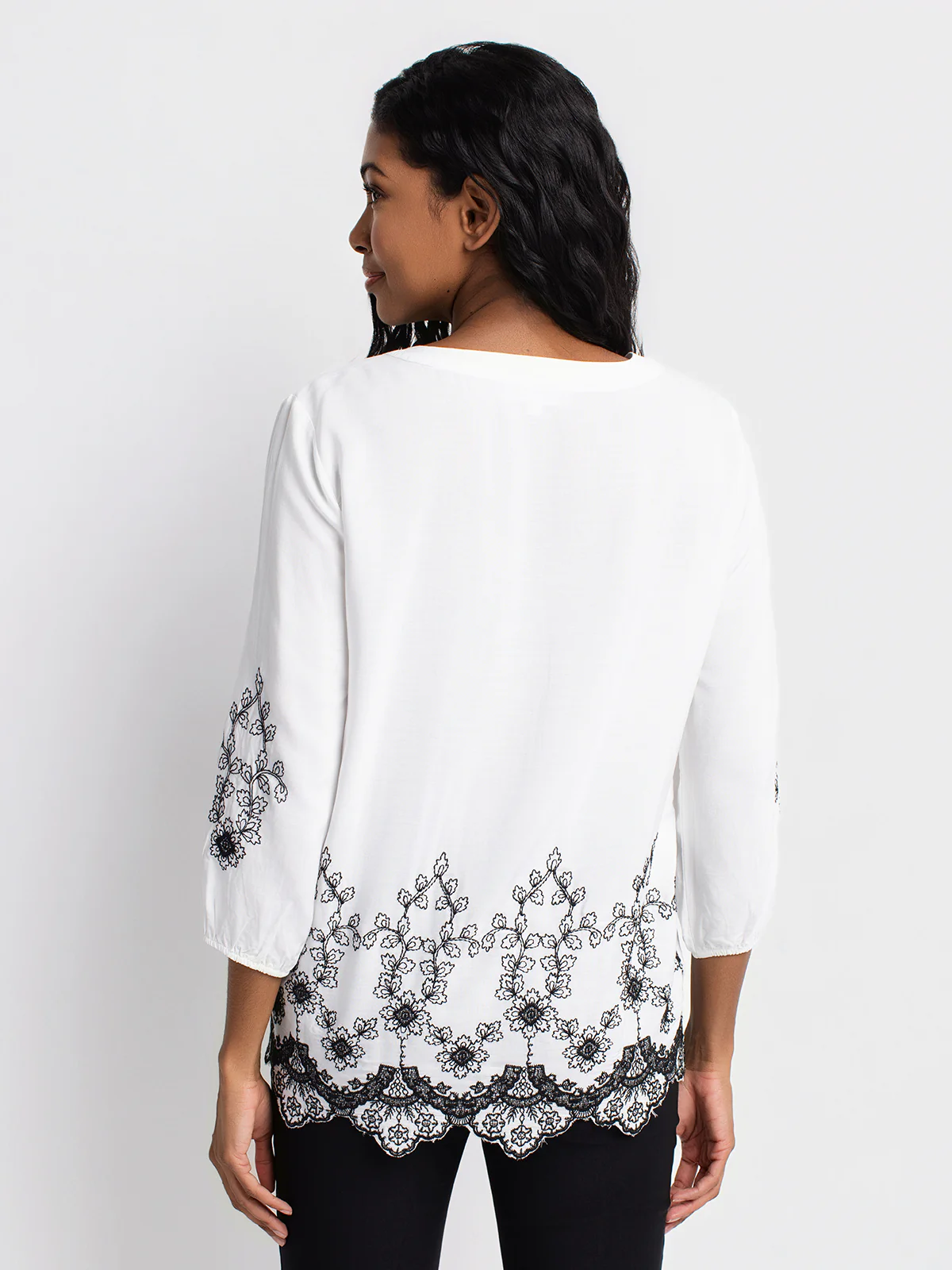 Blouse longueur tunique ample à manches 3/4 - Image 3