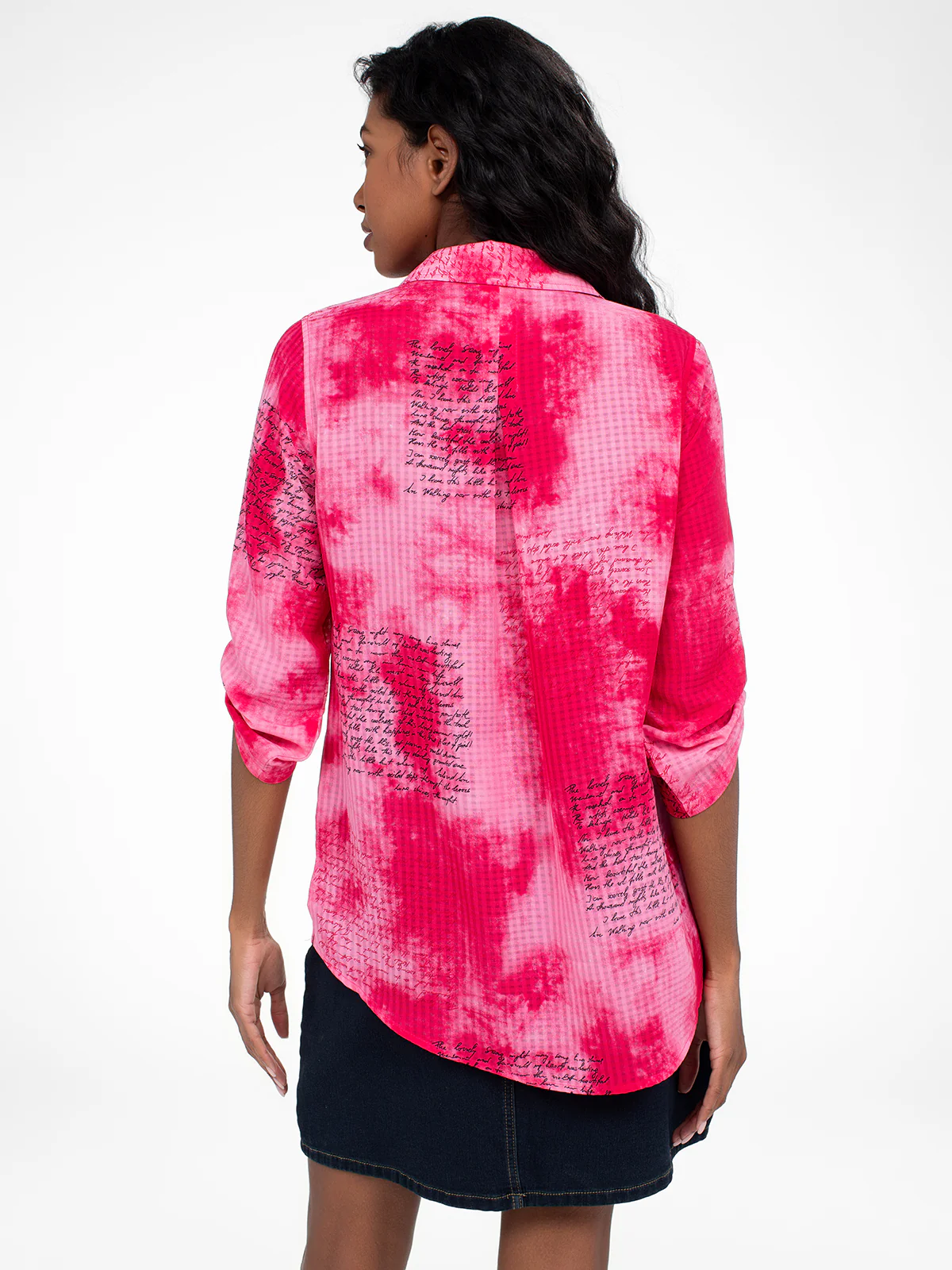 Blouse longueur tunique semi-ajustée à manches 3/4 avec boutons - Image 7