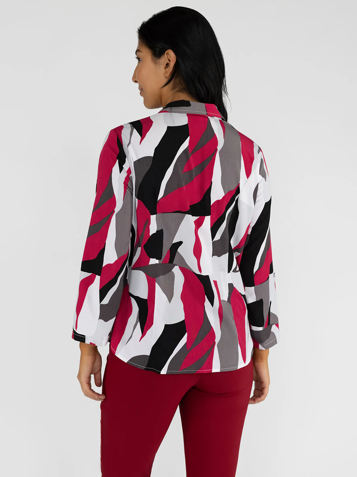 Blouse longueur tunique semi-ajustée à manches 3/4 avec boutons - Image 3