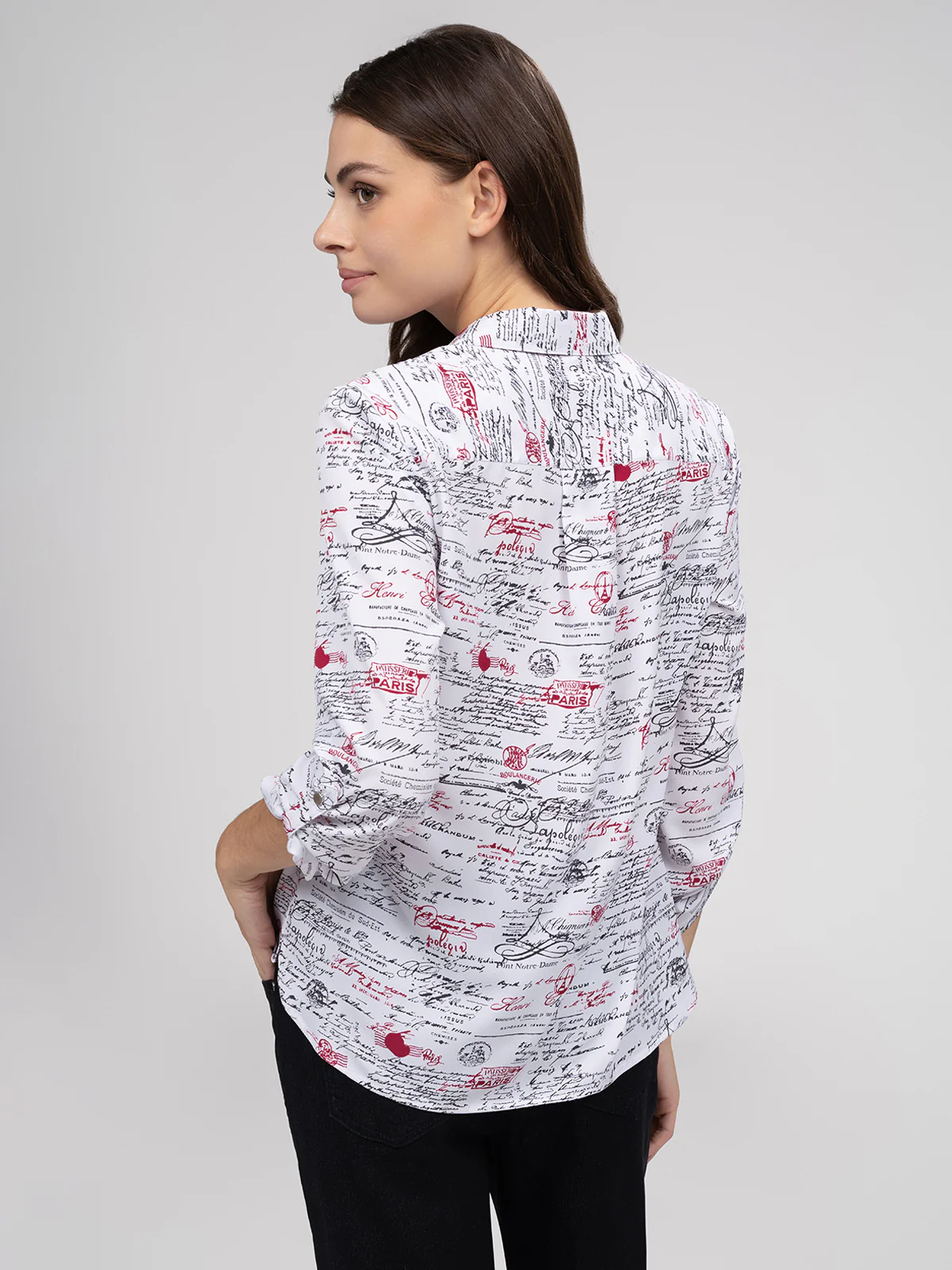 Blouse longueur tunique semi-ajustée à manches 3/4 avec boutons - Image 3
