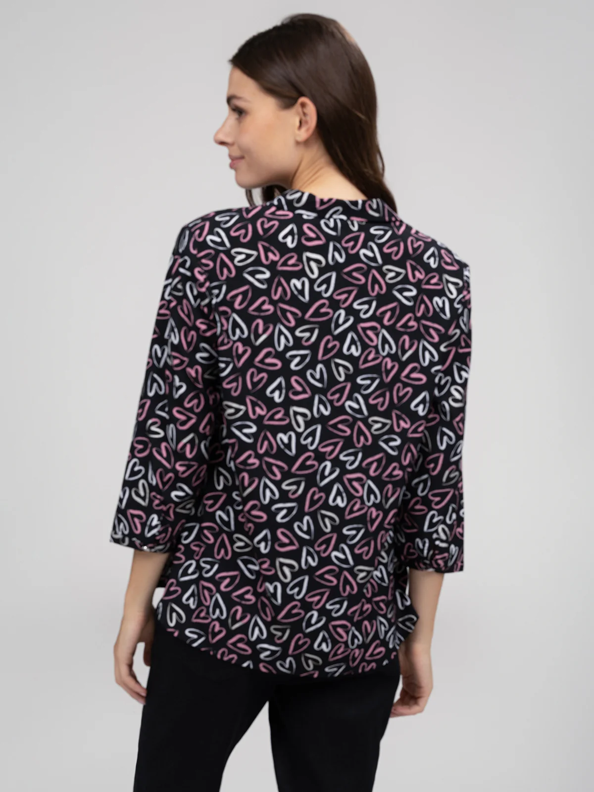Blouse longueur tunique semi-ajustée à manches 3/4 avec boutons - Image 3