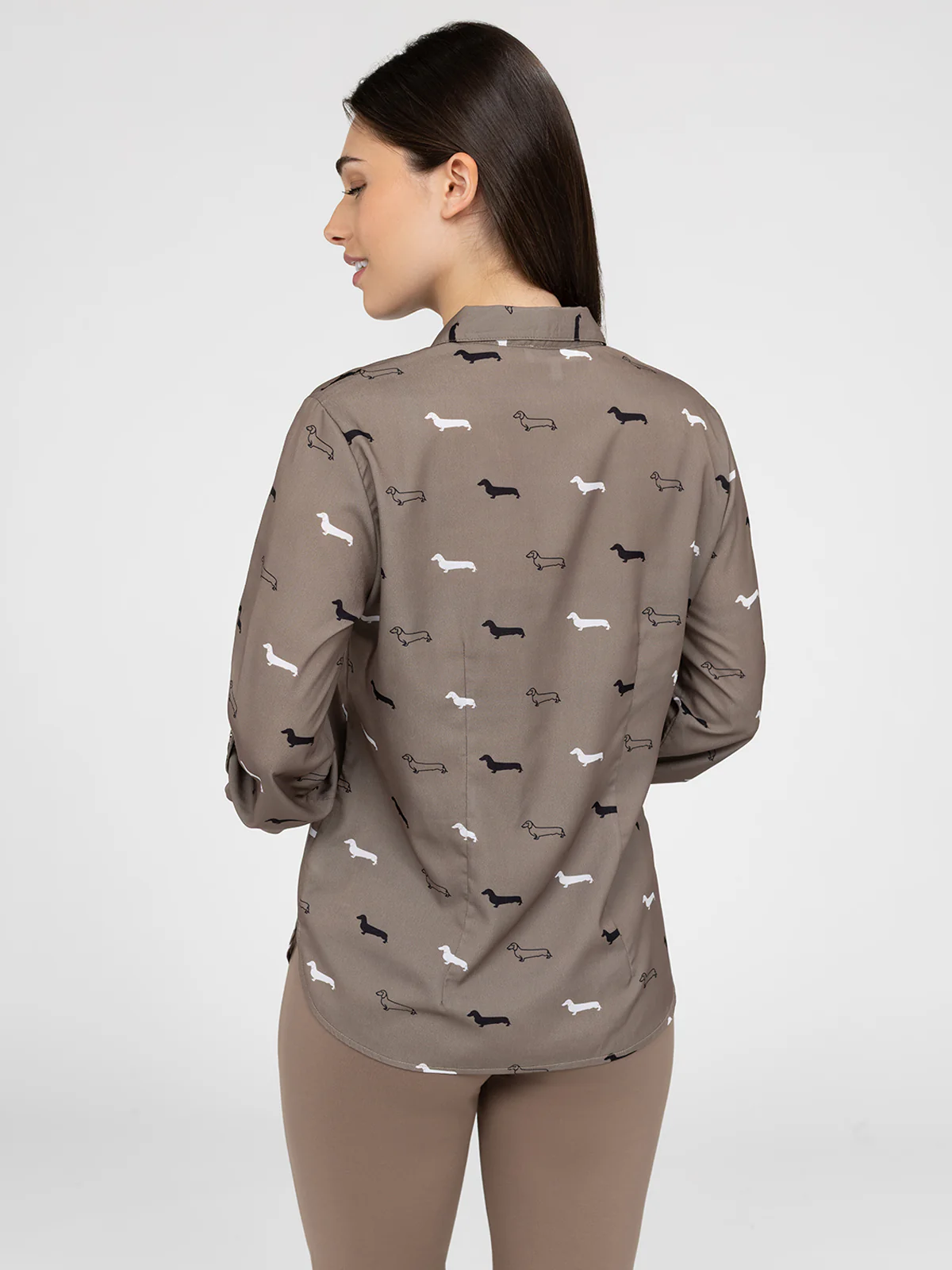 Blouse longueur tunique semi-ajustée à manches 3/4 avec boutons - Image 3