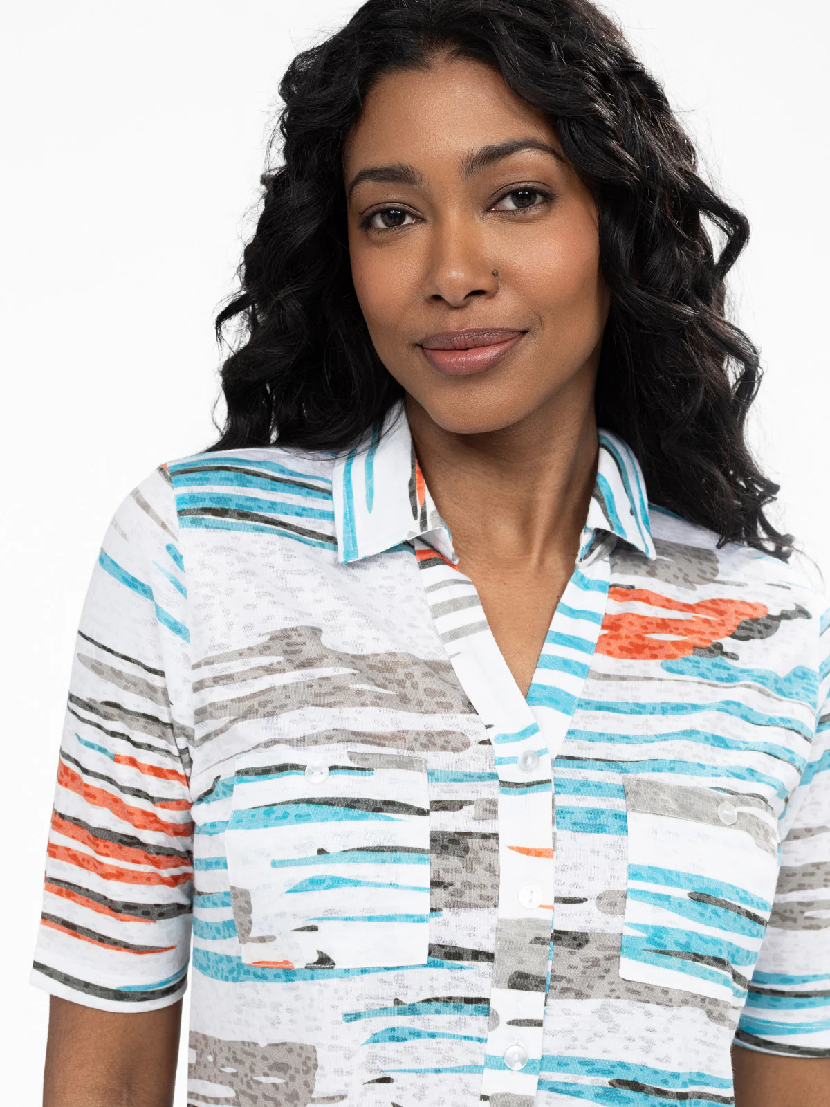 Blouse semi-ajustée à manches 3/4 avec boutons - Image 5