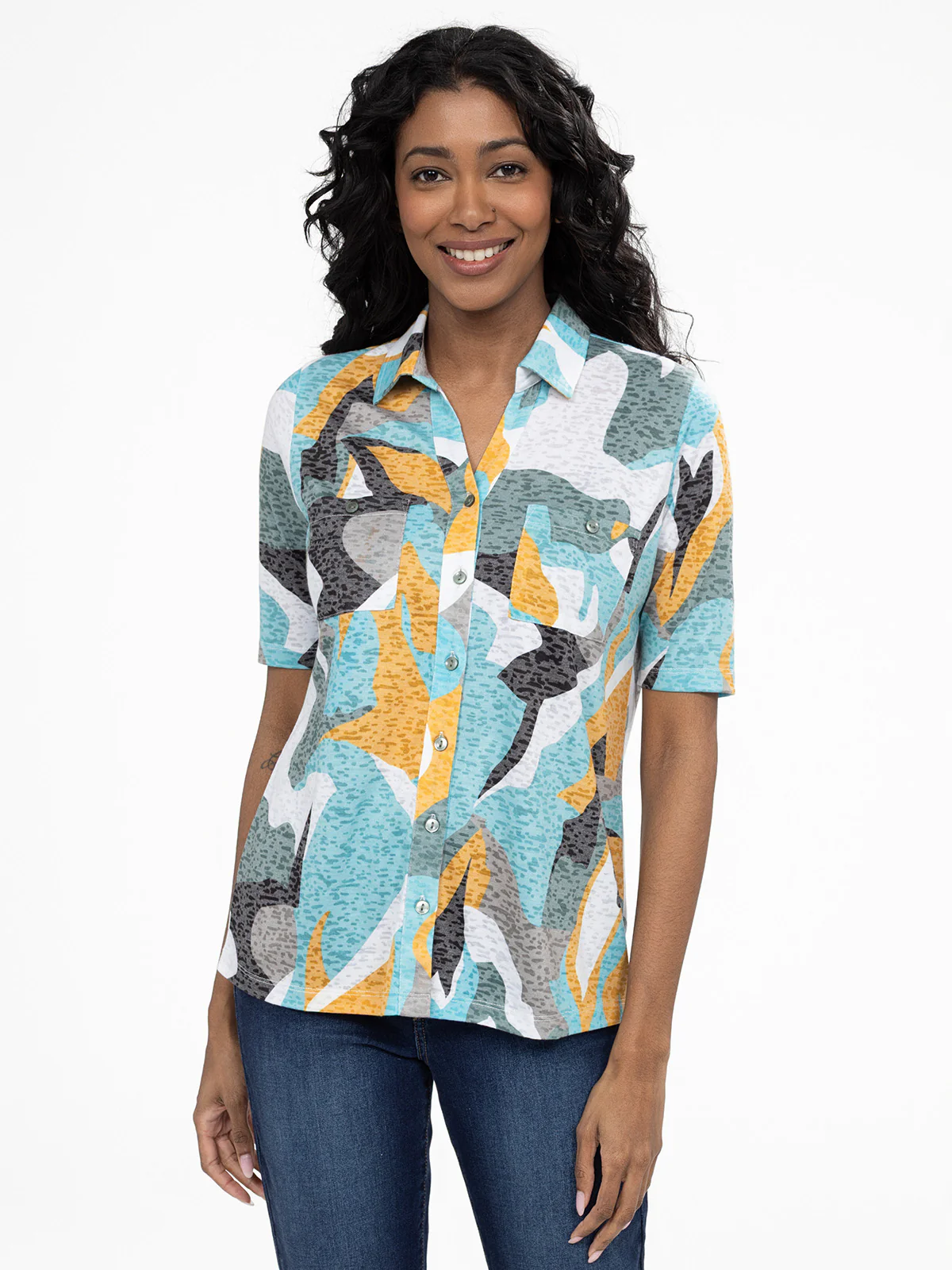 Blouse semi-ajustée à manches 3/4 avec boutons - Image 9