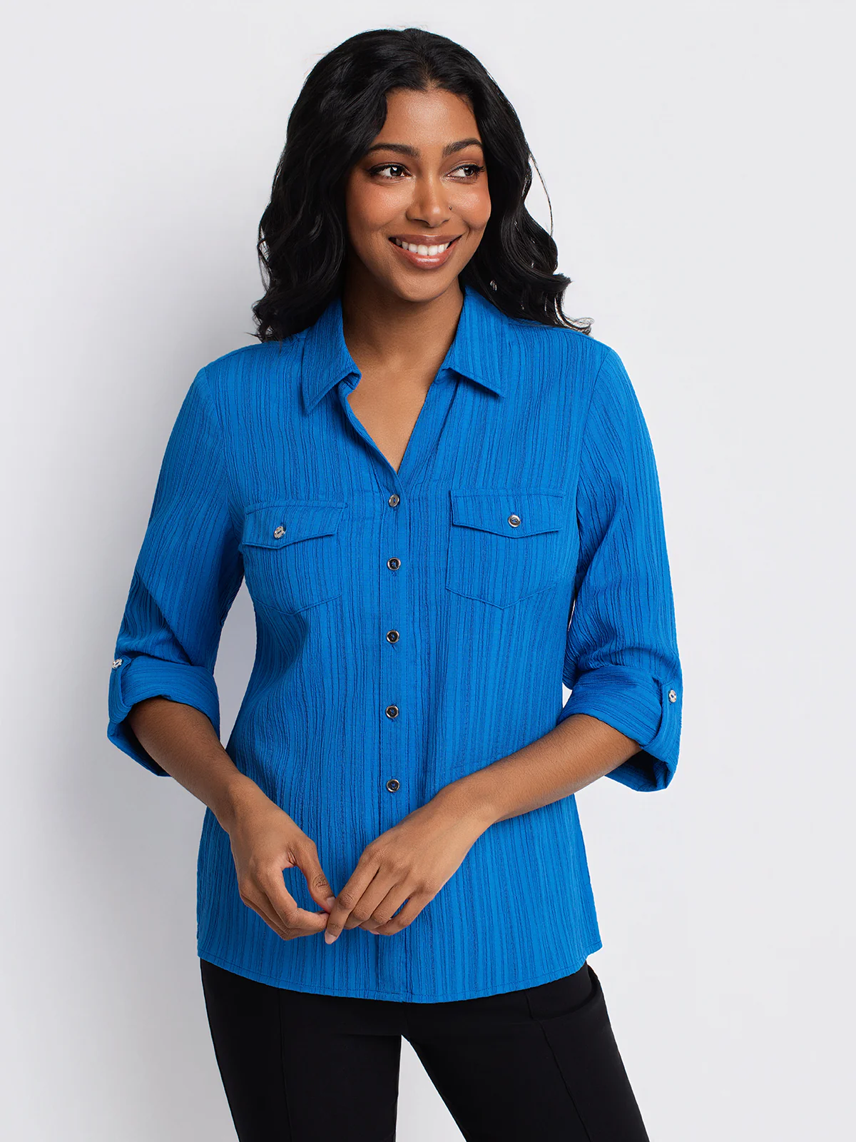Blouse semi-ajustée à manches 3/4 avec boutons - Image 5