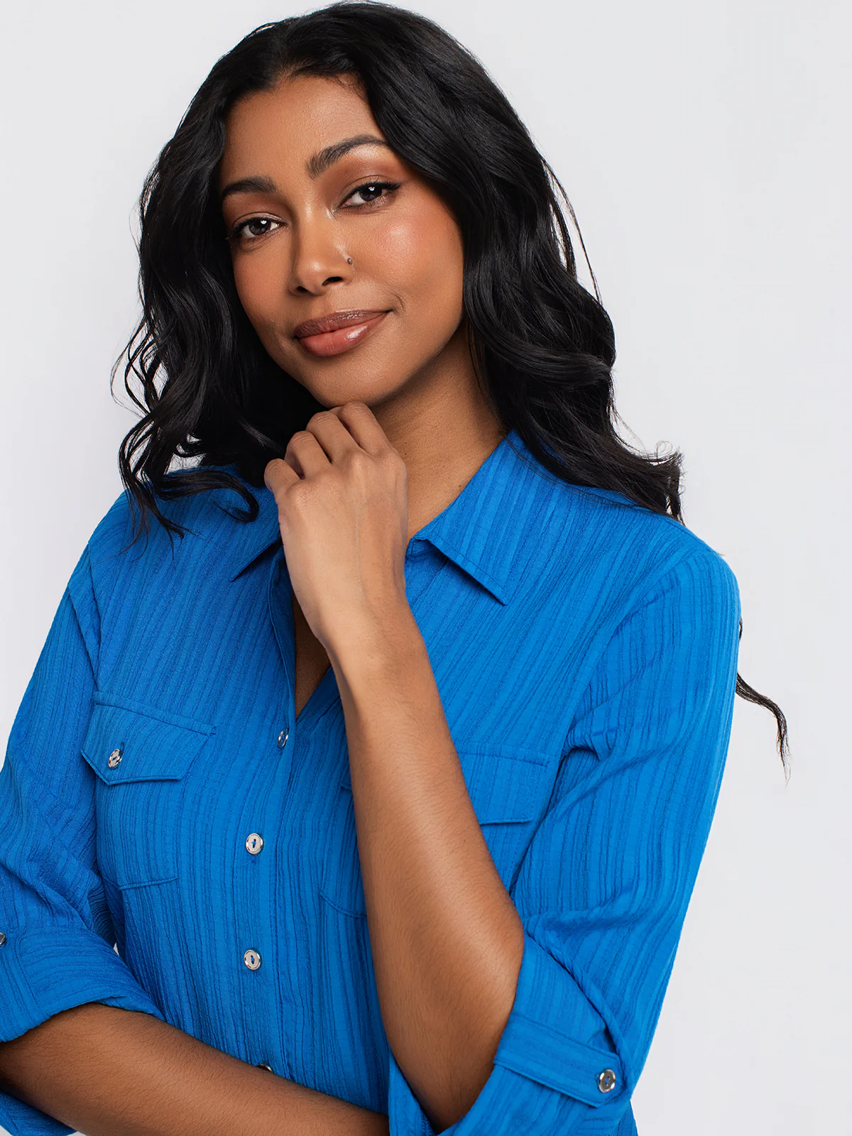 Blouse semi-ajustée à manches 3/4 avec boutons - Image 6