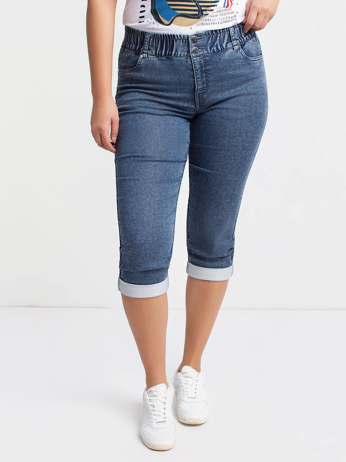 Capri en denim droit semi-ajusté - Image 2