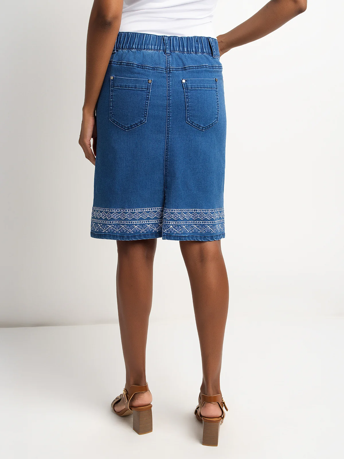 Jupe midi droite en denim - Image 3