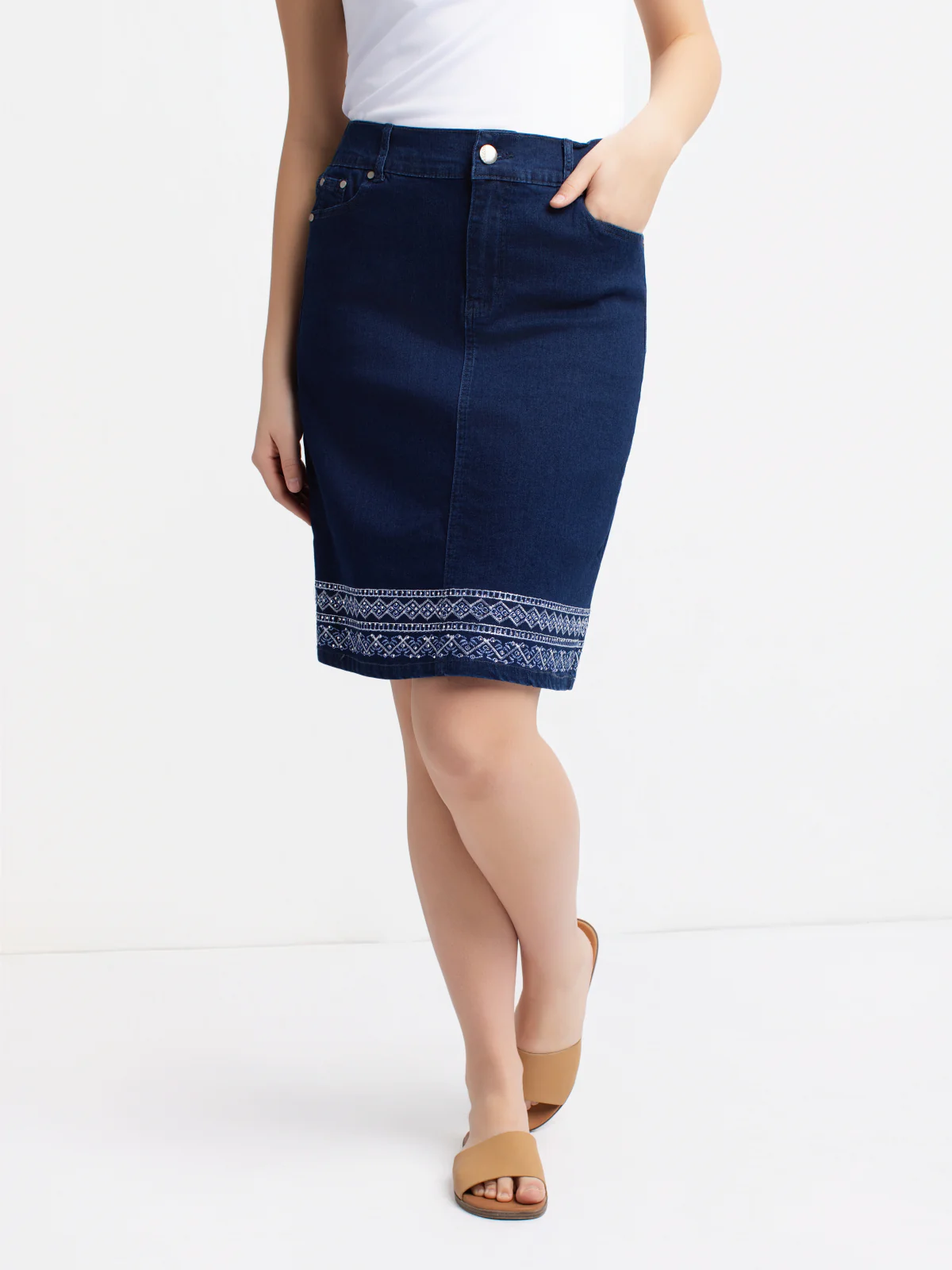 Jupe midi droite en denim - Image 5