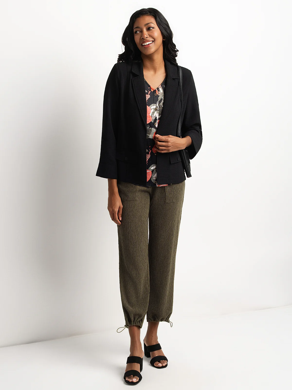 Pantalon skinny 7/8 ajusté en tricot à enfiler