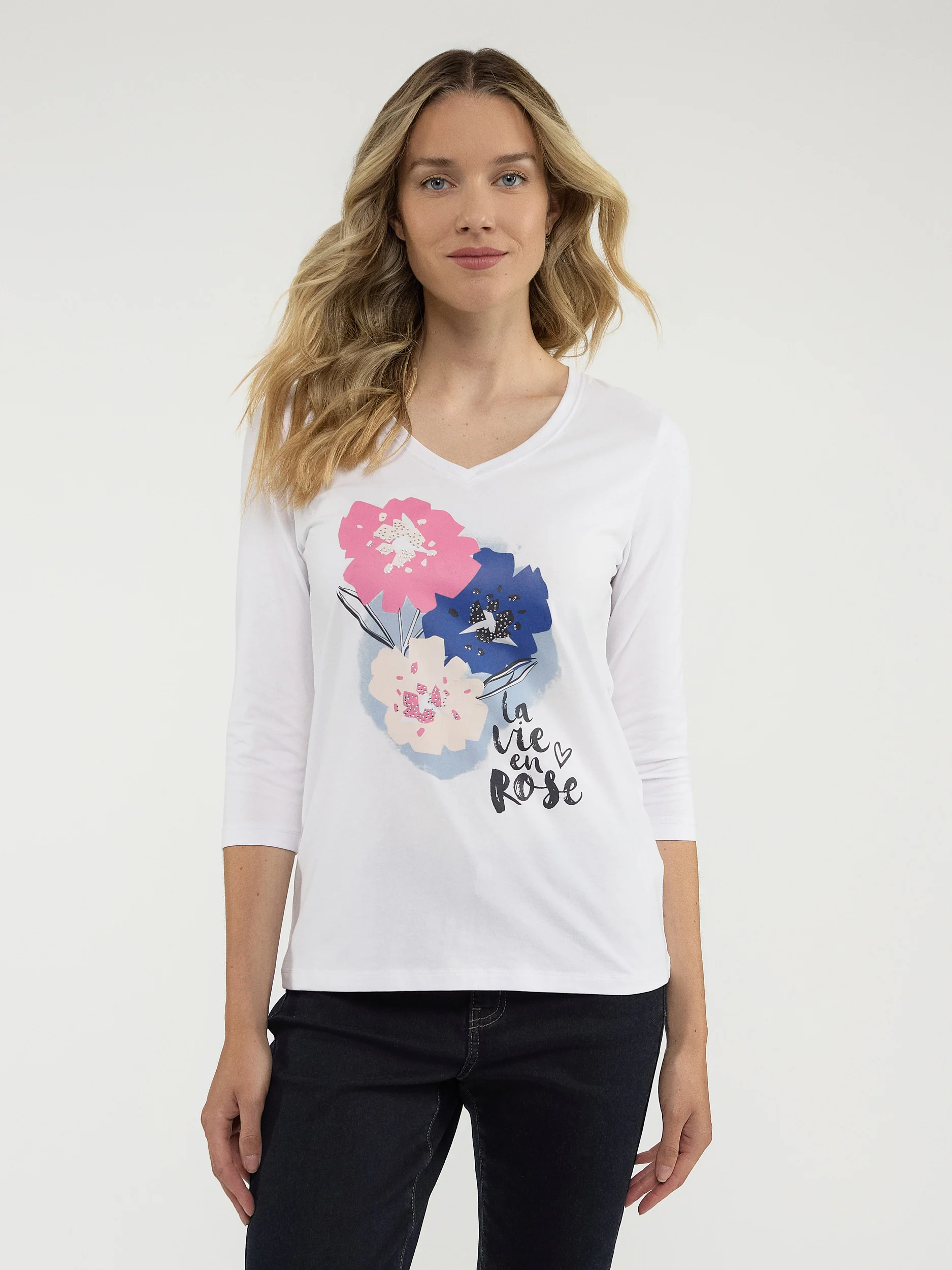 T-shirt semi-ajusté à manches 3/4 - Image 13