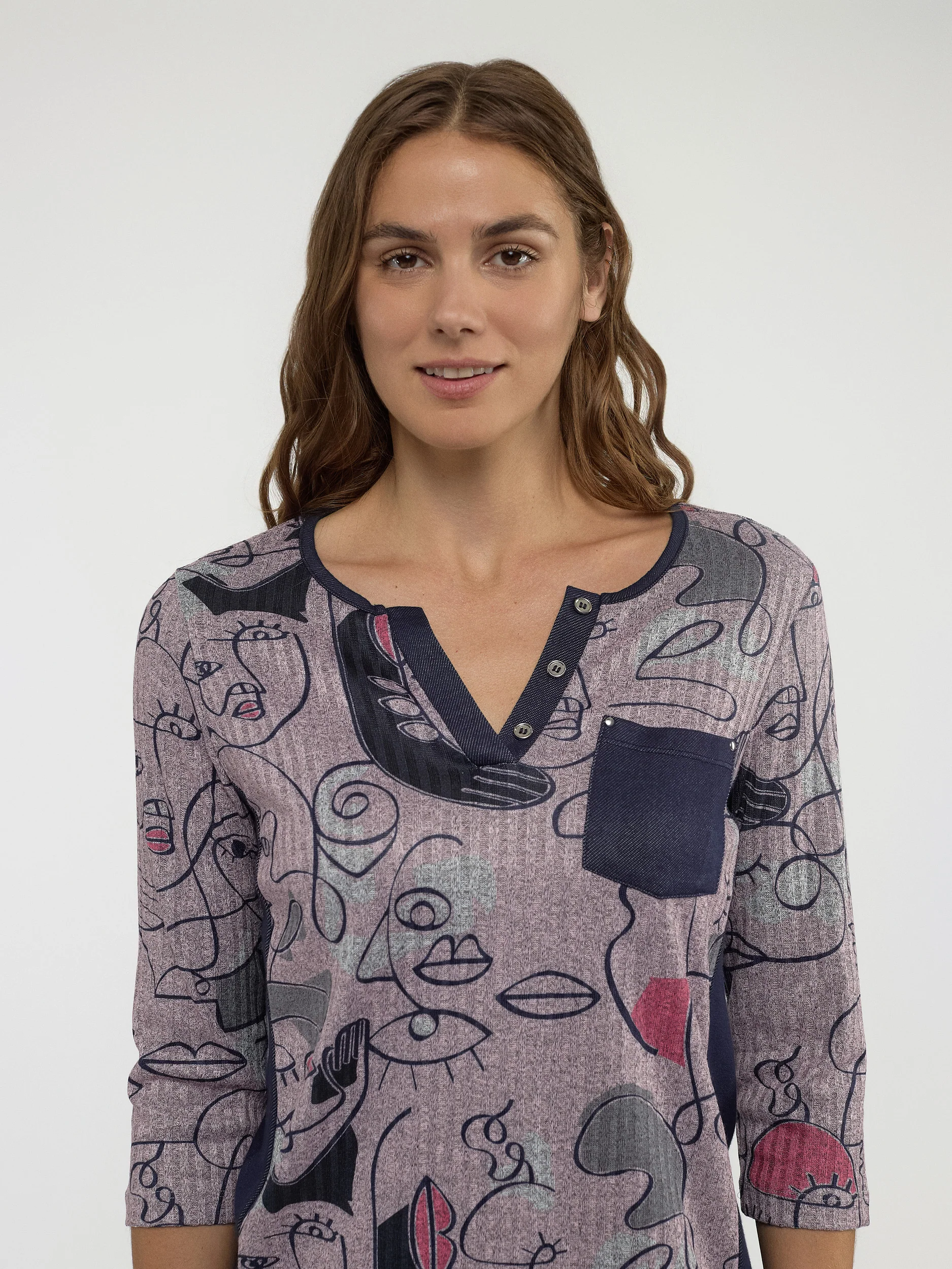 T-shirt semi-ajusté à manches 3/4 - Image 2