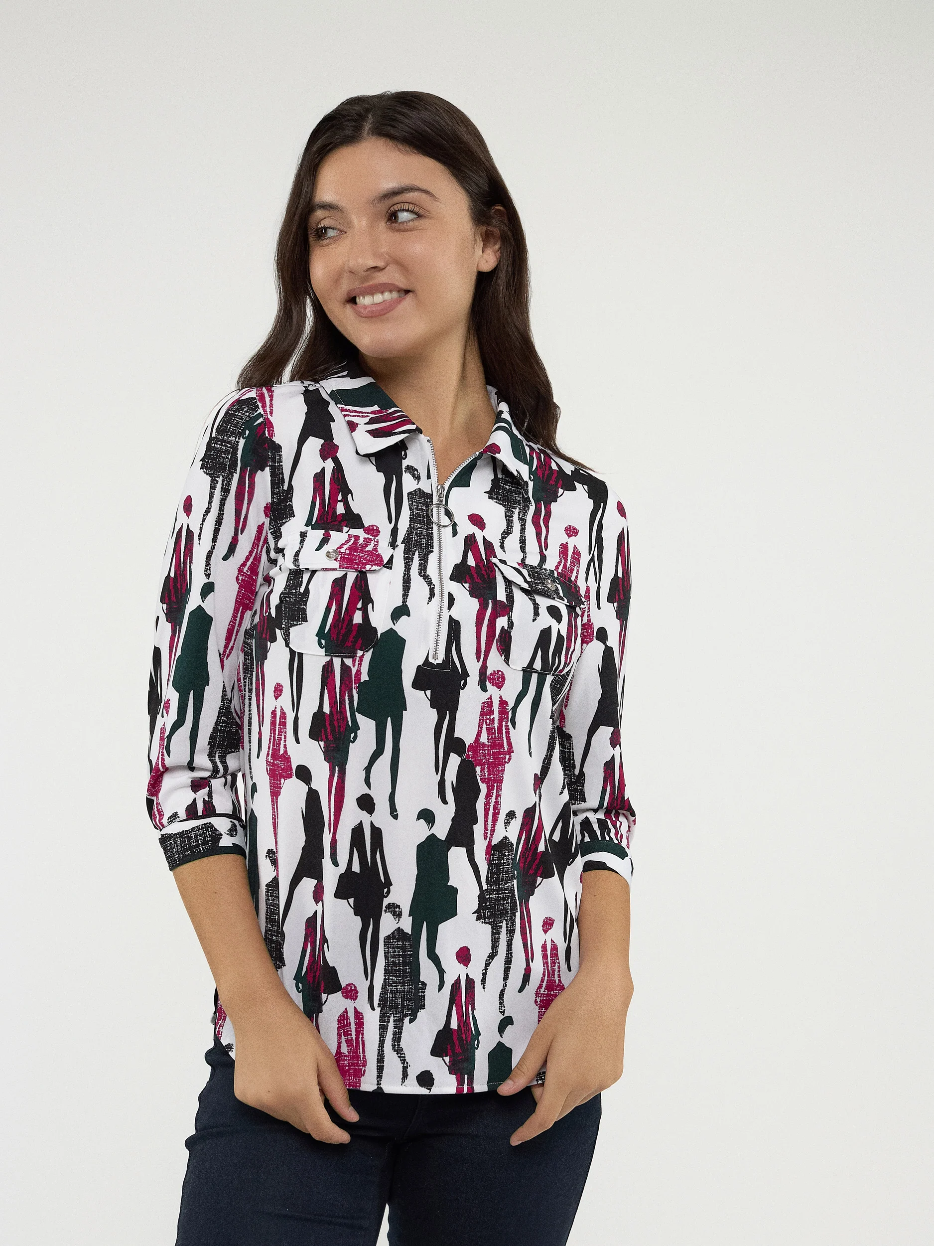 T-shirt semi-ajusté à manches 3/4