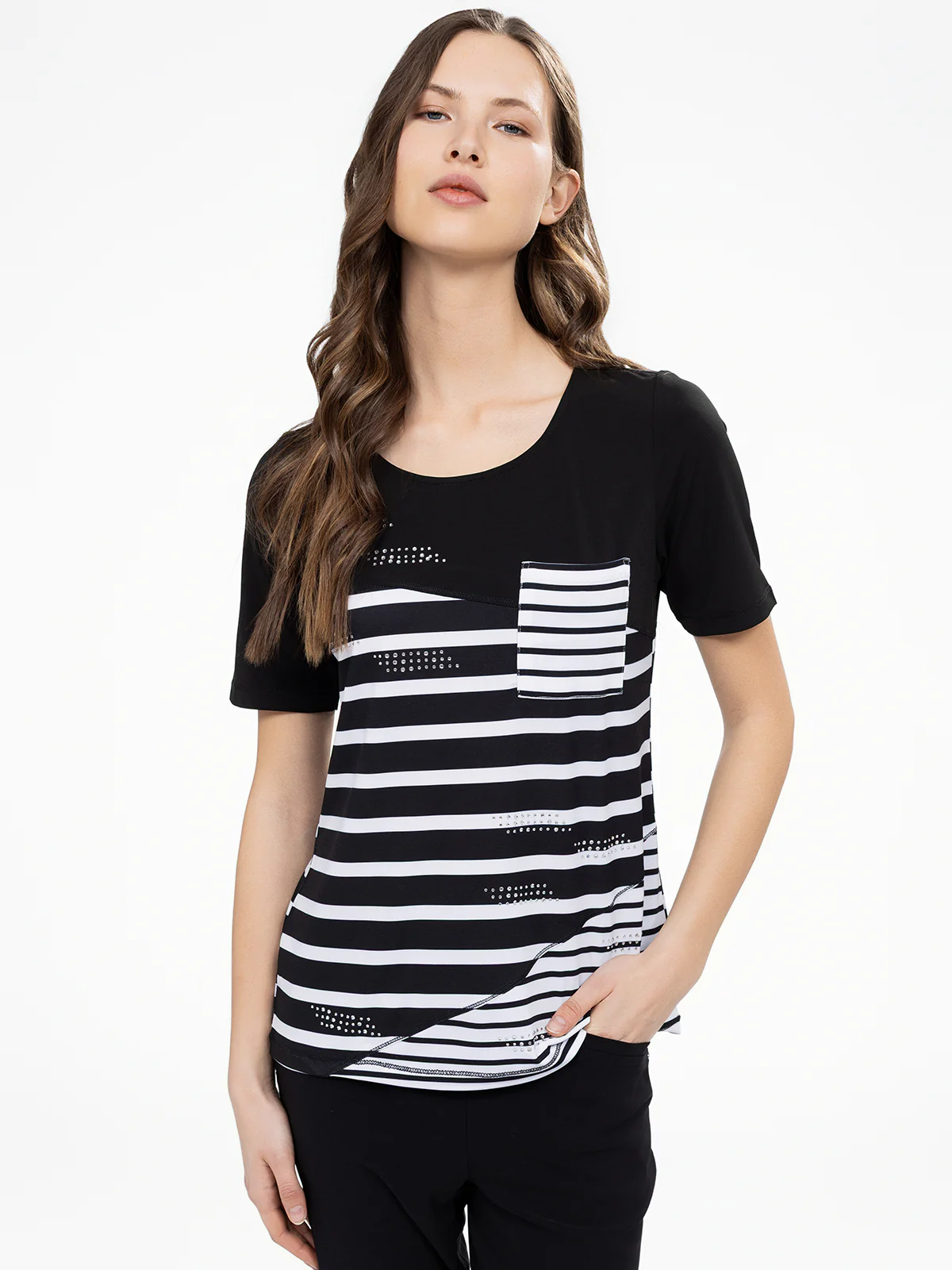 T-shirt semi-ajusté à manches 3/4
