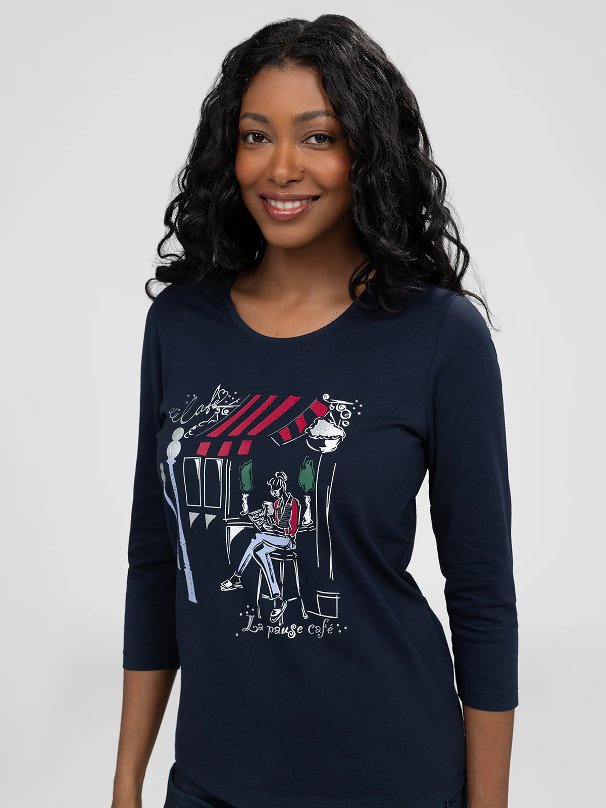 T-shirt semi-ajusté à manches 3/4 - Image 18
