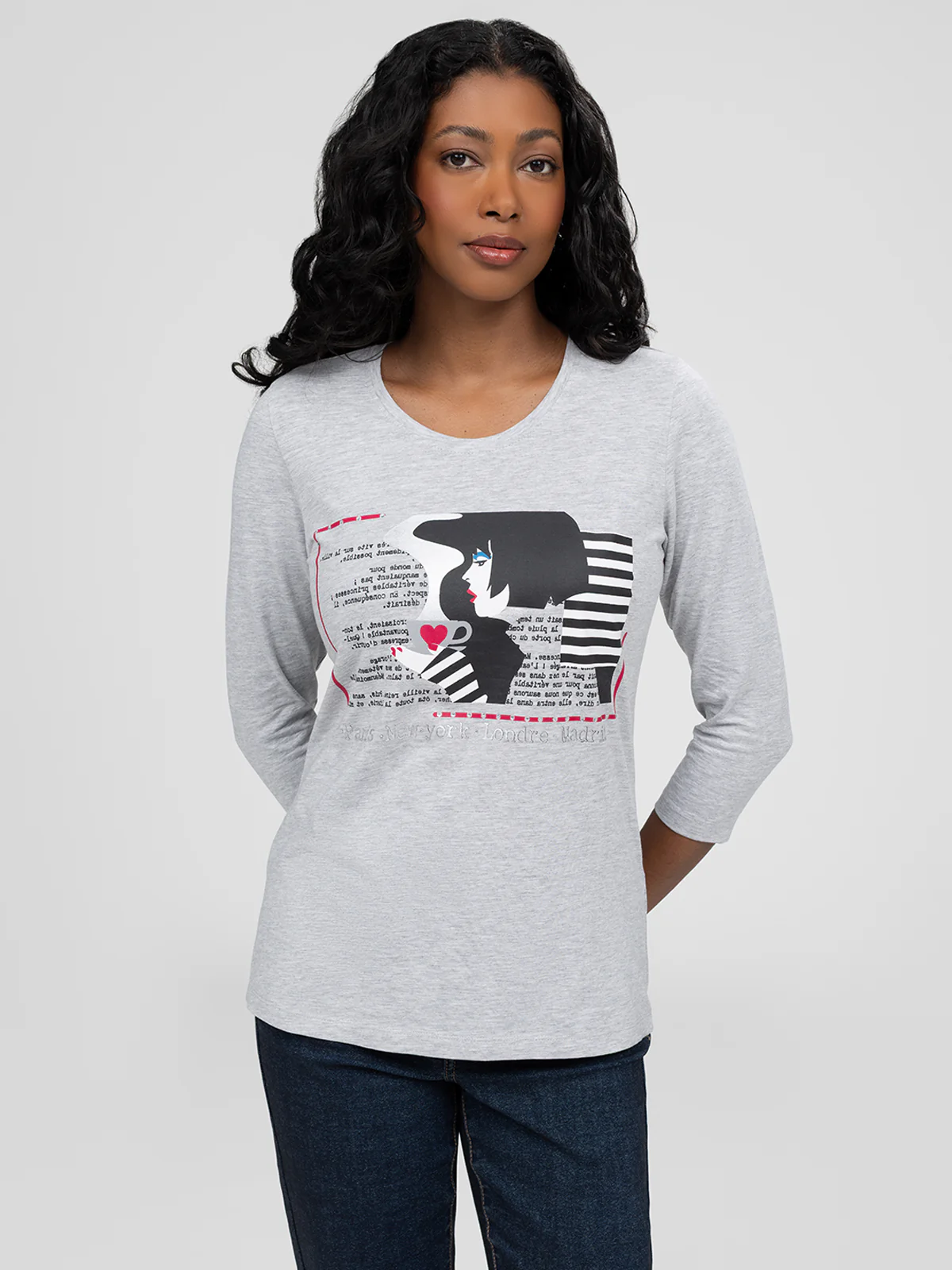 T-shirt semi-ajusté à manches 3/4 - Image 9