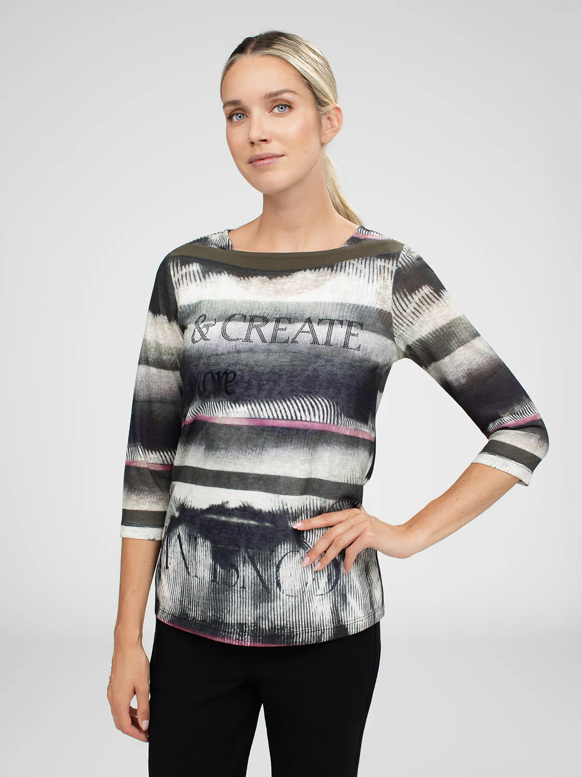 T-shirt semi-ajusté à manches 3/4