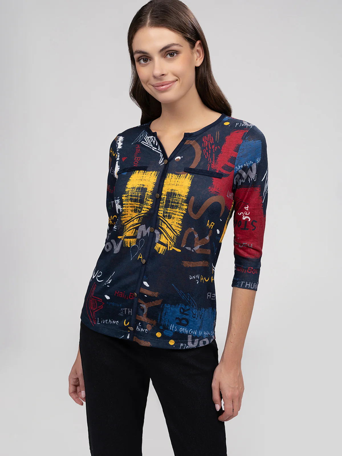 T-shirt semi-ajusté à manches 3/4 - Image 5