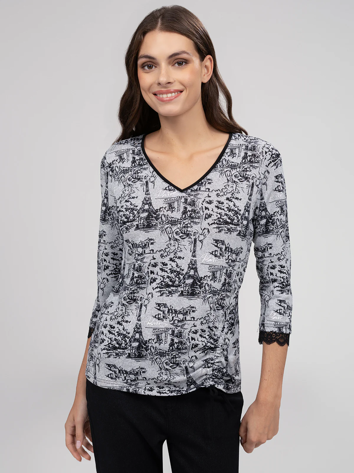 T-shirt semi-ajusté à manches 3/4