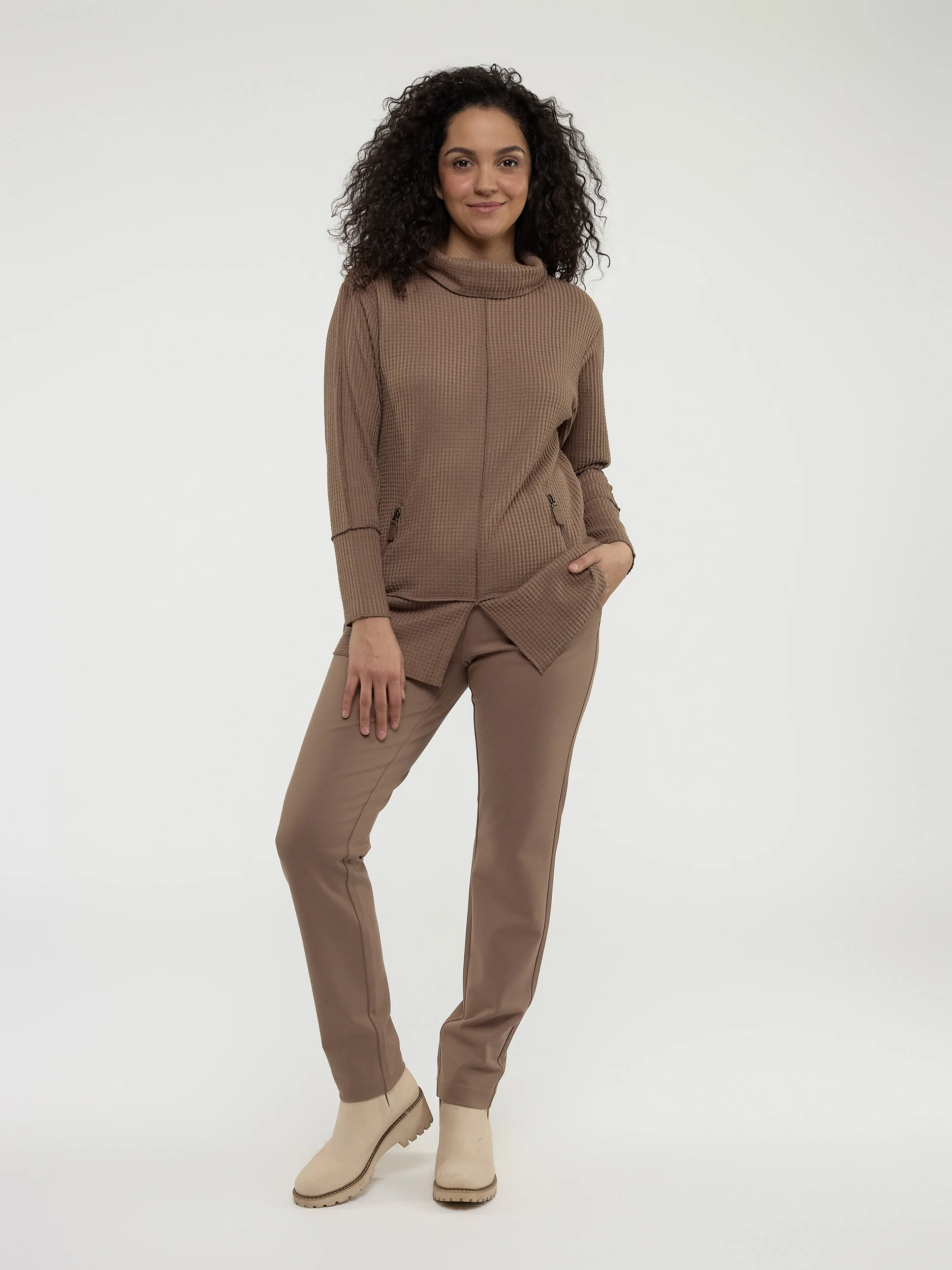 Tunique en tricot semi-ajustée à manches longues