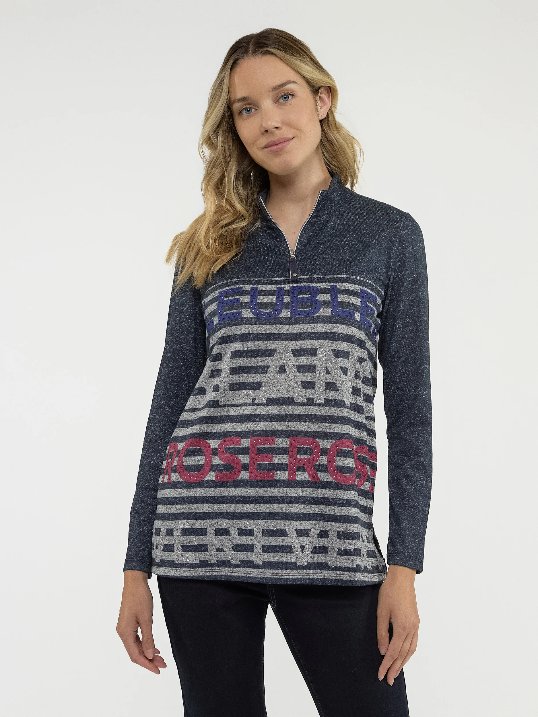 Tunique en tricot semi-ajustée à manches longues