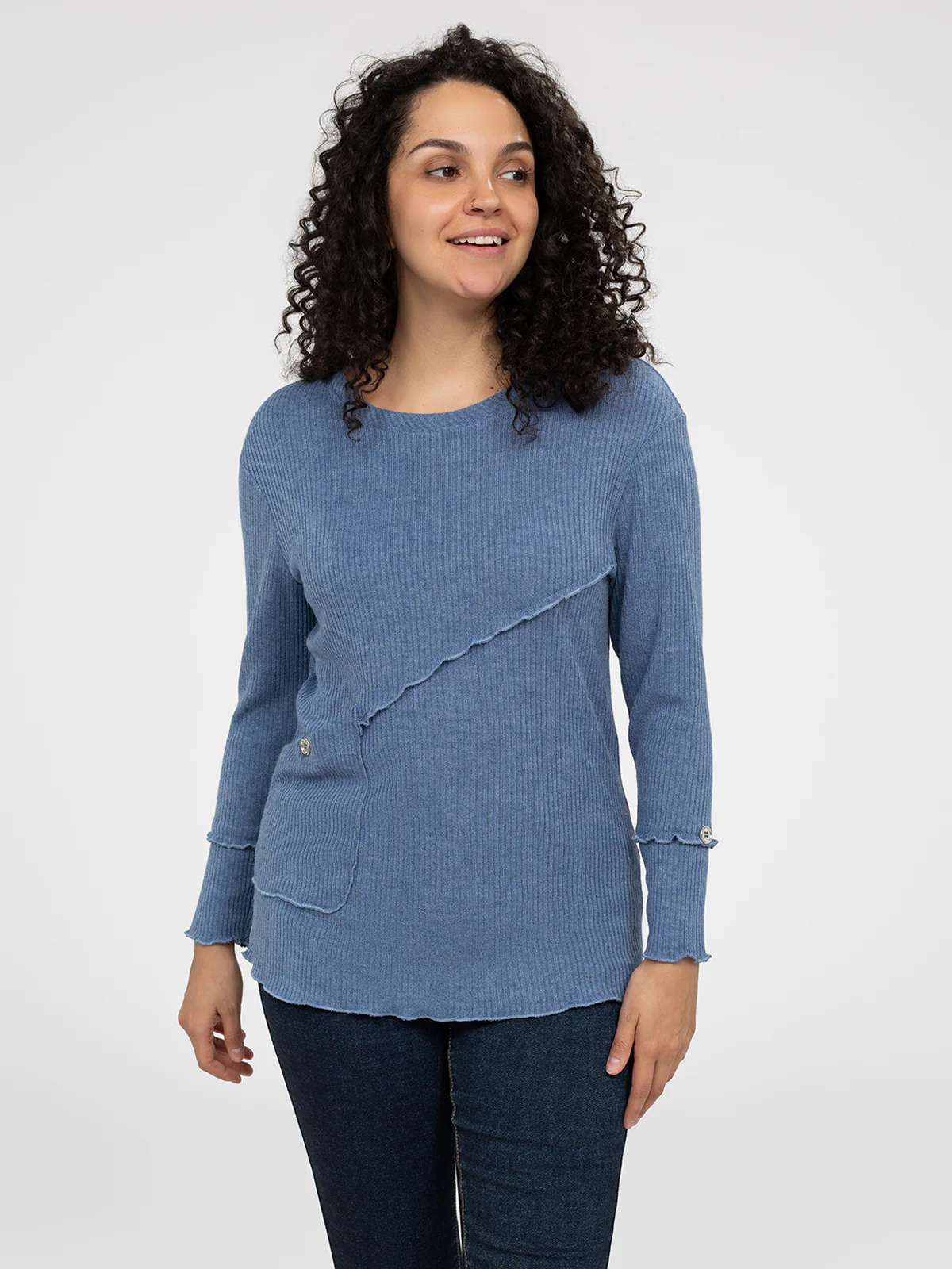 Tunique en tricot semi-ajustée à manches longues